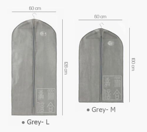 Breathable Garment Dress Suit Clothes Coat Cover Protector Travel Zipper Bag (M, GRAY)