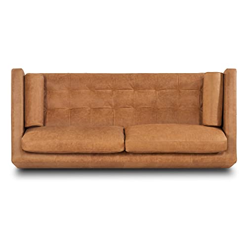 POLY & BARK Napa Leather Couch 88.5Inch Leather Sofa with Tufted