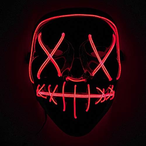 Immoch Halloween LED Masks Adult LED Mask for Costume Party, Christmas, Cosplay Grimace Festival Party Show red