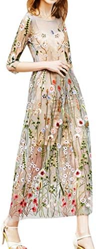 Fankle Women's Two-Piece Maxi Dresses Bohemian Embroidered Floral