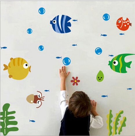 Theme Decal Tm 60 40cm Cute Fish Ocean World Kid S Room Nursery