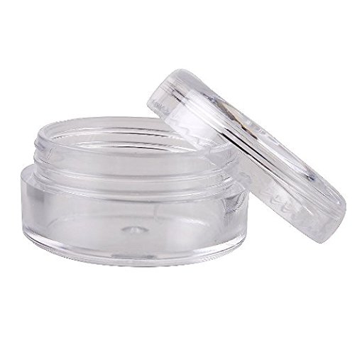 3G/3ML High Quality Clear Plastic Cosmetic Circle Smaple Container Bottle Jars CLEAR Lids Refillable Solid Perfume Liquid Lotion Cream Powder Screw Cap TSA Pass AOSTEK(TM) (Lot of 15 Pcs)