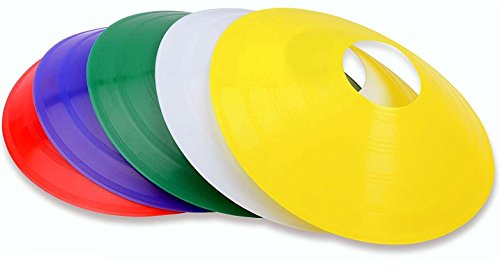 GSI 2 inch high Disc Cones Soccer Cones with Stand for Agility Training, Football, Soccer, Field Cone Markers - Pack of 50