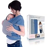 Baby Wrap Carrier by Baby Sense - Baby Sling, Nursing Cover, Baby Slings, Soft Lightweight Stretchy Comfortable Easy Breathable Wraps for Infants & Newborns | Baby Shower Gift (Blue)
