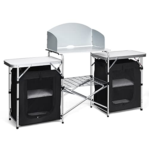 Giantex Camping Kitchen Station, Folding Grill Table with 26'' Tabletop