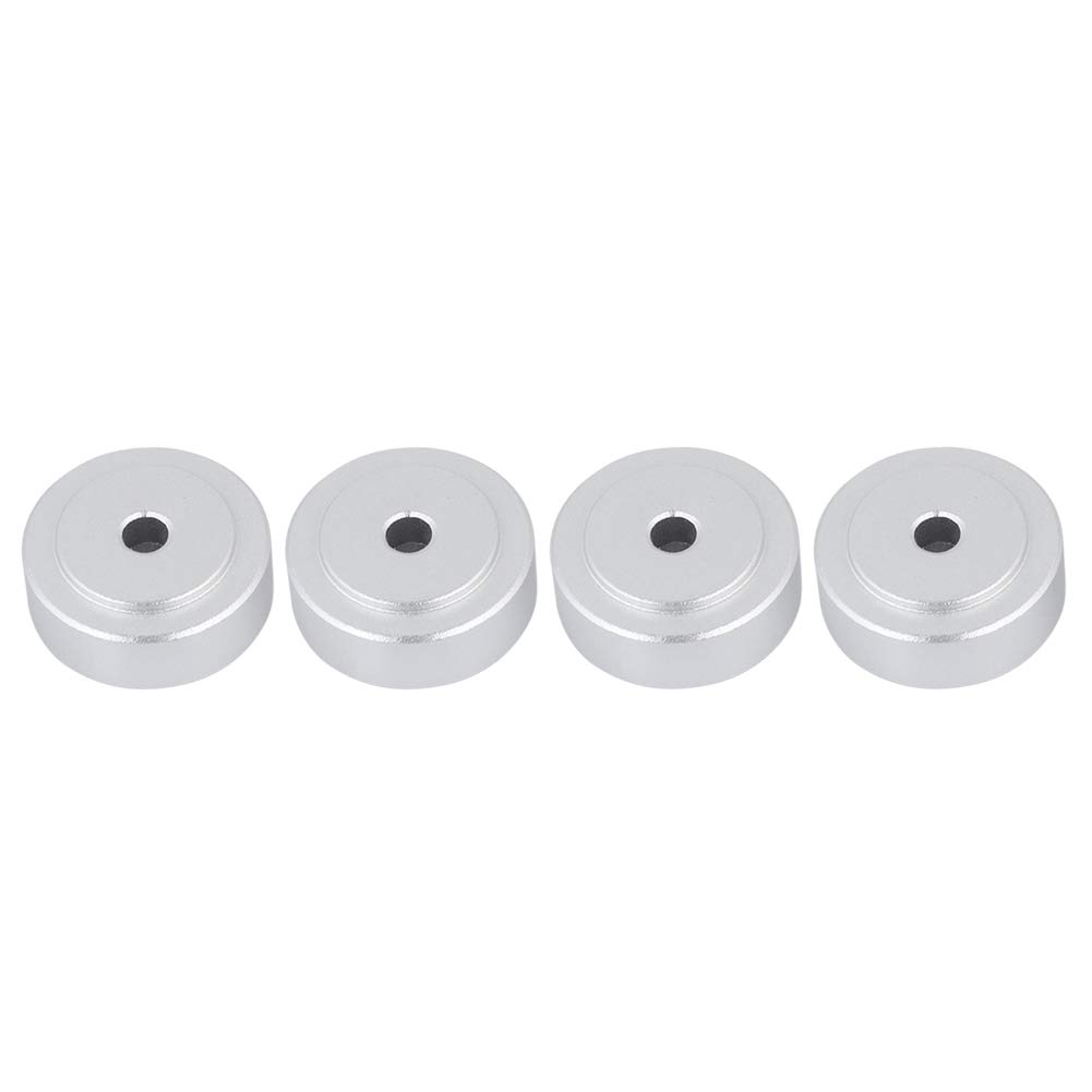 ASHATA Isolation Pad,4PCS 20 * 8mm Aluminum Alloy Amplifier Feet Shock Absorber Amplifier Pads Feet For Sereo Surrounding Sound.(Silver)
