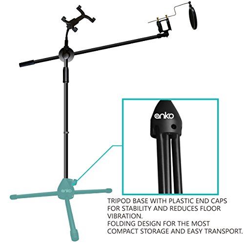 Mic Stand, ANKO Fashion Easy-Adjust Tablet Mount with Flexible 360 Degree Rotating and Mic Mount with 24.78" long Arm, Suitable for All 7-14 Inch Tablets. (BLACK-1 PACK)