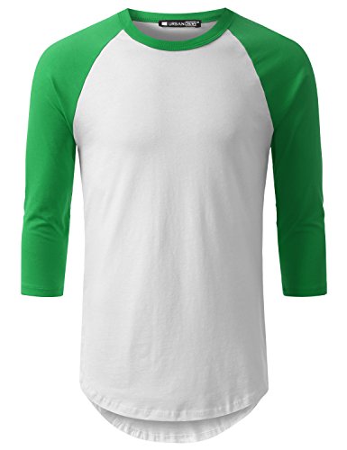 Urbancrews mens hipster hip hop 3/4 sleeve raglan baseball t-shir…
