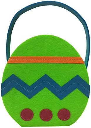 Prudance Easter Eggs Design Bags Cute Easter Basket Felt Cloth Bag Children's Handbag to Carry Candy and Party Gifts,Green