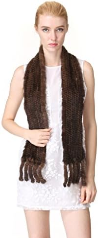 Vogueearth Women'Real Knitted Mink Fur Autumn Winter Scarf