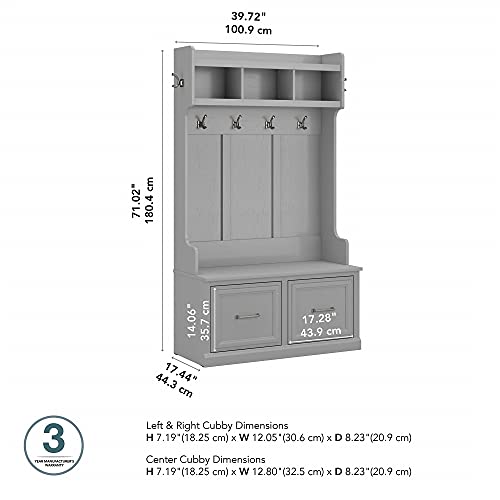 Bush Furniture Woodland Hall Tree and Shoe Storage Bench with Doors