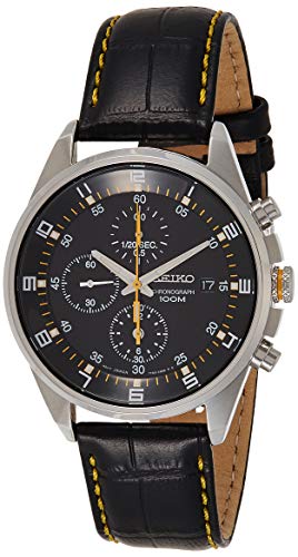 Seiko Herrenuhr Chronograph Quarz mit Lederarmband – SNDC89P2