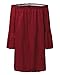ZANZEA Women's Sexy Off Shoulder Chiffon Lace Ruffle Sleeve Blouse Mini Dress Summer Beach Cover Up Sundress Wine Red S