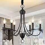 ANMUCI Black Chandelier, Farmhouse Chandeliers for