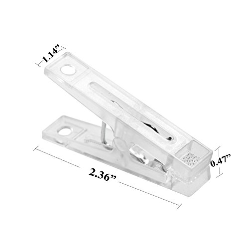 Eunion 20pcs Small Clear Plastic Utility Paper Clips Clothespins Clamps, Clothes Line Clips,Photo Clips 2.36"x1.14"