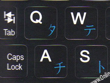 NETBOOK JAPANESE KATAKANA - ENGLISH KEYBOARD STICKERS BLACK BACKGROUND FOR MINI LAPTOPS
