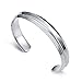 ZUOBAO Stainless Steel V Groove Cuff Bangle (Silver)