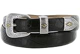Mesa Gold - Men's Italian Calfskin Designer Dress Golf Belt with Western Silver Plated Buckle Set