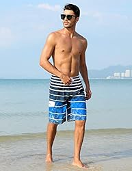 unitop Men's Board Shorts Quick Dry Striped Swim