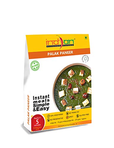 Spinach with Cottage Cheese and Sauce (Palak Paneer) - Pack of 4 Freeze Dried Gourmet Indian Entree Ready-to-Eat Vegetarian Meal for Indian Kitchen Foods - Each Rehydrated Wt. 9.50 oz - Thumbnail 6