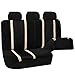 FH Group Full Set Cloth Car Seat Covers - Universal Fit, Low Back Front Seat Covers, Airbag Compatible, Split Bench Rear Seat, Washable Seat Cover for SUV, Sedan, Van Beige