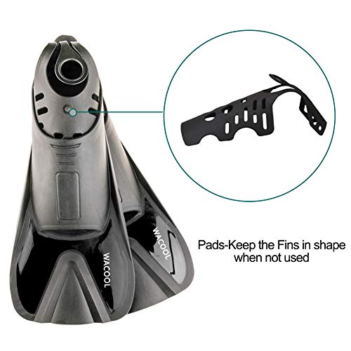 image for WACOOL Adult Short Light Travel Size Full Foot Pocket Fins Flippers fo