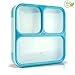 MUNCHBOX Bento Lunch Box - Sleek Edition (Blue) Ultra-Slim Tray Style Leakproof 3-Compartment with Air Tight Seal - Prevents Contents from Mixing and Spilling - Microwavable - Dishwasher Friendly - For Kids & Adults