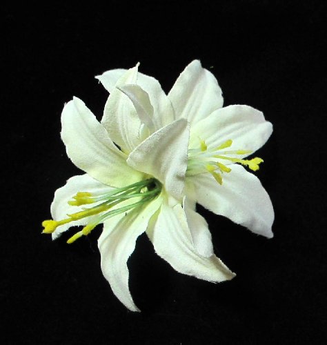 Ivory lily flower hair clip
