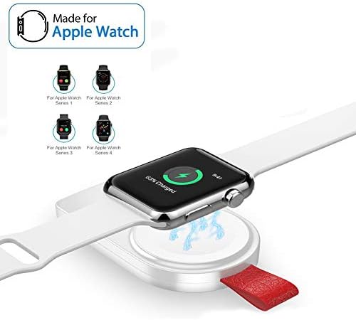 Mini Portable Watch Charger Magnetic Wireless USB Charger iWatch Compatible for Apple Watch Apple Series 4 3 2 1 (Red)