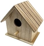 Plaid Flat Roof Square Wood Surface Birdhouse for Crafting, 96274
