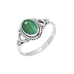 Malachite Stone Ring, 925 Sterling Silver Ring