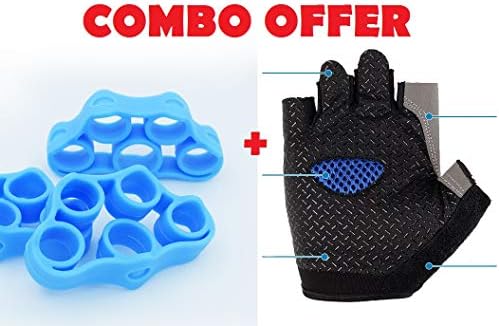 Half Finger Cycling Bike Bicycle Racing Breathable Anti skidding Sports Glove and Silicone Finger Stretcher Exerciser