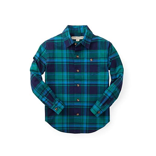 Hope & Henry Boys' Long Sleeve Brushed Cotton Flannel Button Down Shirt