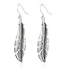 Antique Gold Silver Autumn Leaves Feather Drop Earring (D)