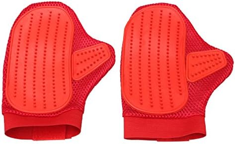 2 Pack Pet Grooming Glove Hair Remover Mitt Dog Cat Deshedding Brush Glove PG521 (red 2pack)
