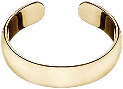 14K Yellow Gold Plated 4mm Polished Plain Band Adjustable Size Toe Ring