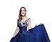 Babyonline Blue Long Prom Lace Dresses Evening Gowns with Sequins