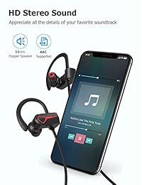 Letscom - Auriculares inalámbricos con Bluetooth 5.0 IPX7 impermeables para entrenamiento, HD estéreo, cancelación de ruido, 15 horas de reproducción con funda portátil 2