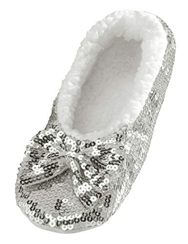 snoozies red sequin slippers