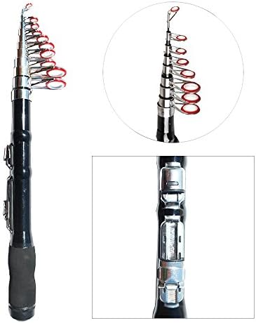 CHOLER Cool Black Metal Carbon Fiber Fishing Rods Pocket Fishing Pole for Outdoor Sport, Travel, The Sea/Freshwater Fishing Rod