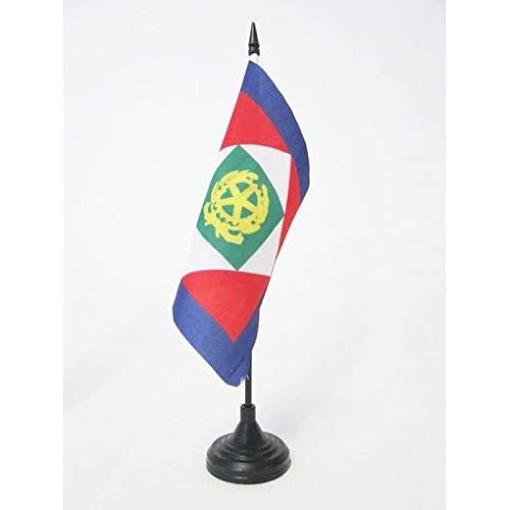 AZ FLAG Standard President Italian Republic Table Flag 5'' x 5'' - Italy President Office Decoration 100% Polyester 15 x 15 cm - Mini Desk Flag with Pole and Black Plastic Base