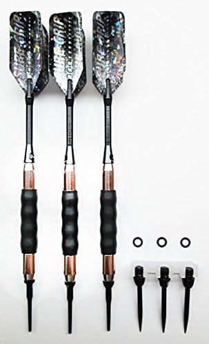 BLACK SURE GRIP DART 18g SOFT & STEEL TIP CONVERSION SET OF 3 DARTS FLIGHTS TIPS