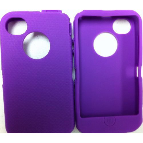 Replacement Silicone Skin For iphone 4/4s Otterbox Defender case with Oval cutout by SportyGigabite - Purple