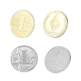 OutTop 4 Pieces Litecoin LTC Design Plated Iron Collectible Commemorative Coins (Gold_Silver)