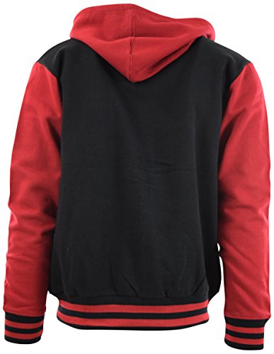 ChoiceApparel Mens Baseball Varsity Jacket with Detachable Hoodie (2XL, BJ01-Black/Red)