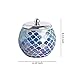 4-Pieces Bathroom Accessory Set Bright-Colored Mosaic Glass Bath Ensemble-Lotion Dispenser/Toothbrush Holder/Cotton Jar/Vanity Tray (Blue)
