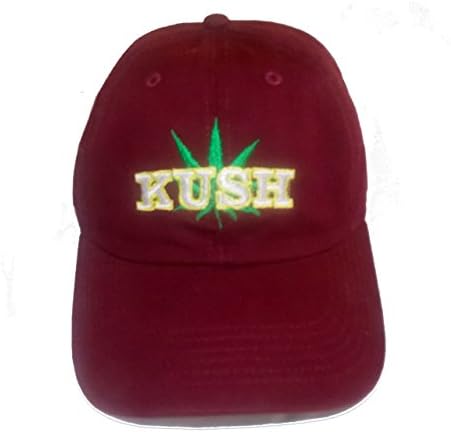 Crazy Caps Weed Kush Burgundy Dad Hat Strapback Embroidered