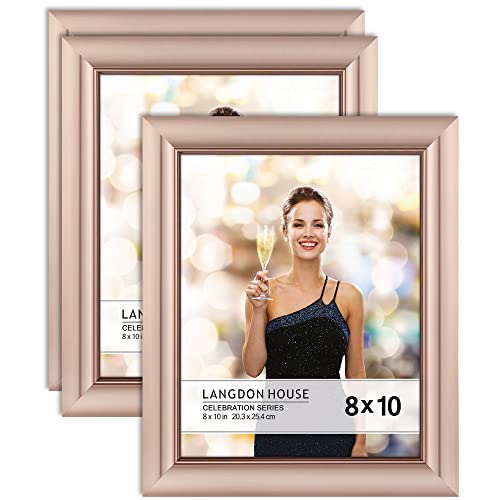 Langdon House 8x10 Picture Frames (Rose Gold, 3 Pack), Contemporary
