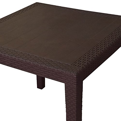 Multistore 2002 Robuster Gartentisch Rattan-Optik Kunststoff Campingtisch Beistelltisch Mokka - 79x79cm – Bild 3