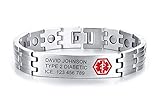 Free Engraving-Stainless Steel Magnetic Therapy Healthy Medical Alert ID Bracelets Men